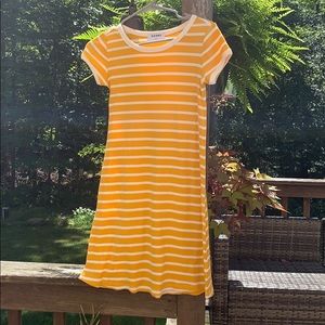 Old Navy yellow and white striped dress.